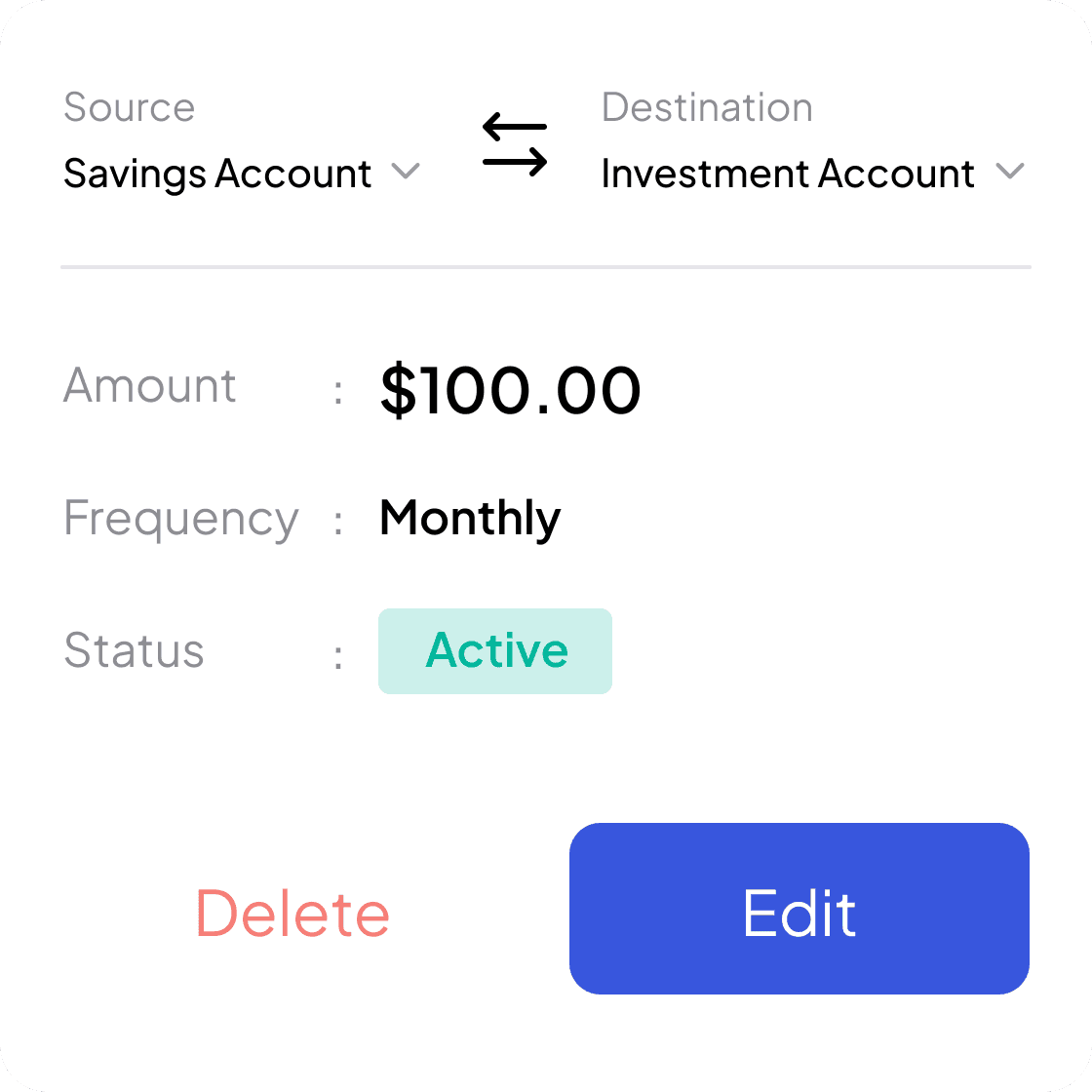 Preview of cashy automated cash movement feature