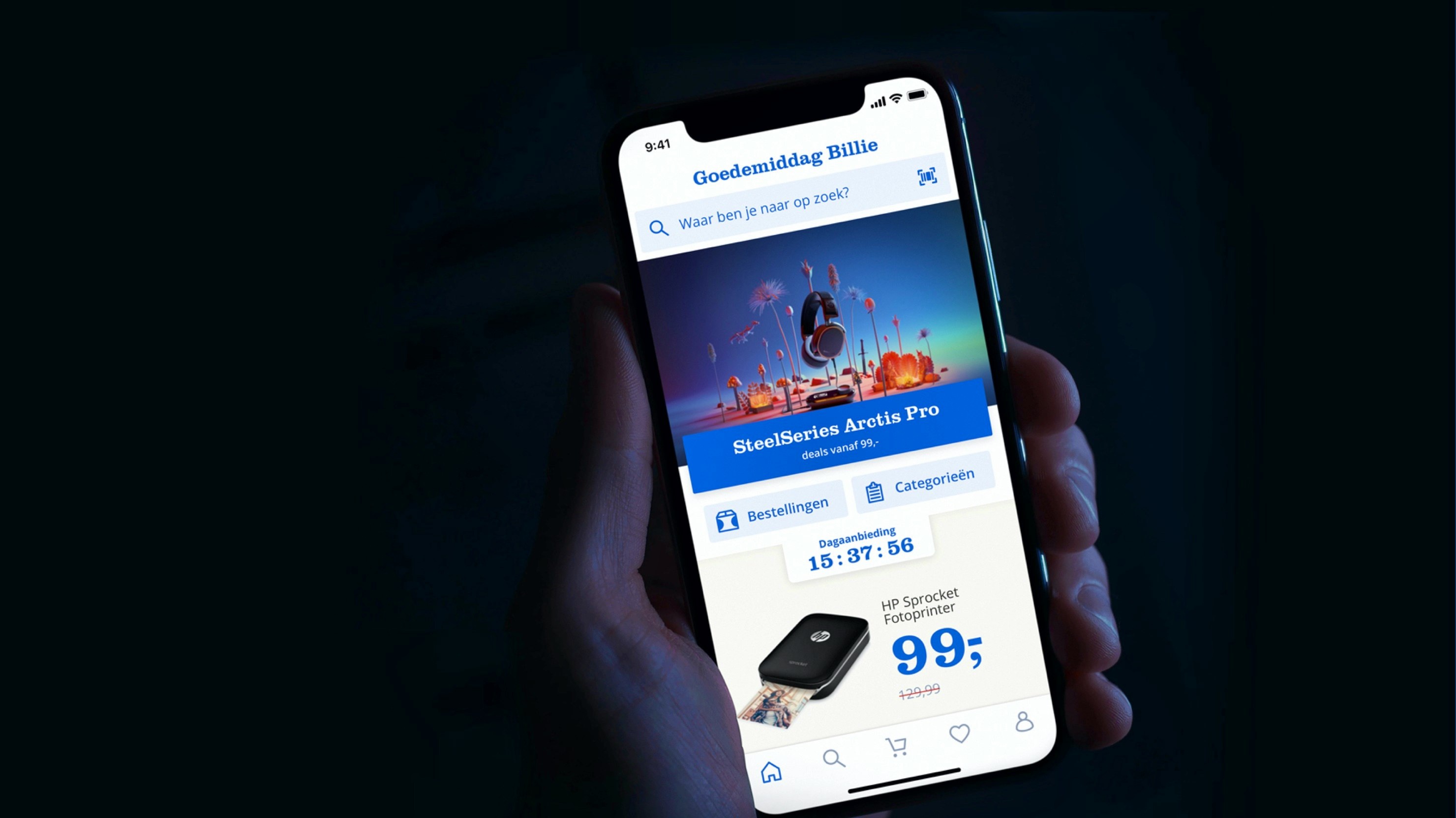 bol — phone displaying the bol.com shopping app — Soda Studio case study