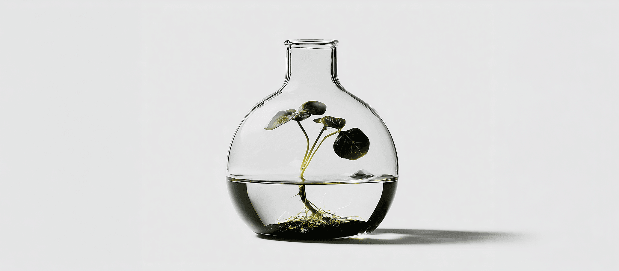 Plant in glass flask