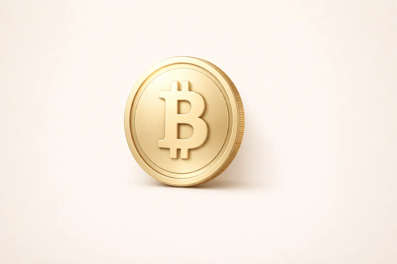 Neumorphic Bitcoin coin on open cream canvas representing the syBTC vault and institutional Bitcoin yield strategy