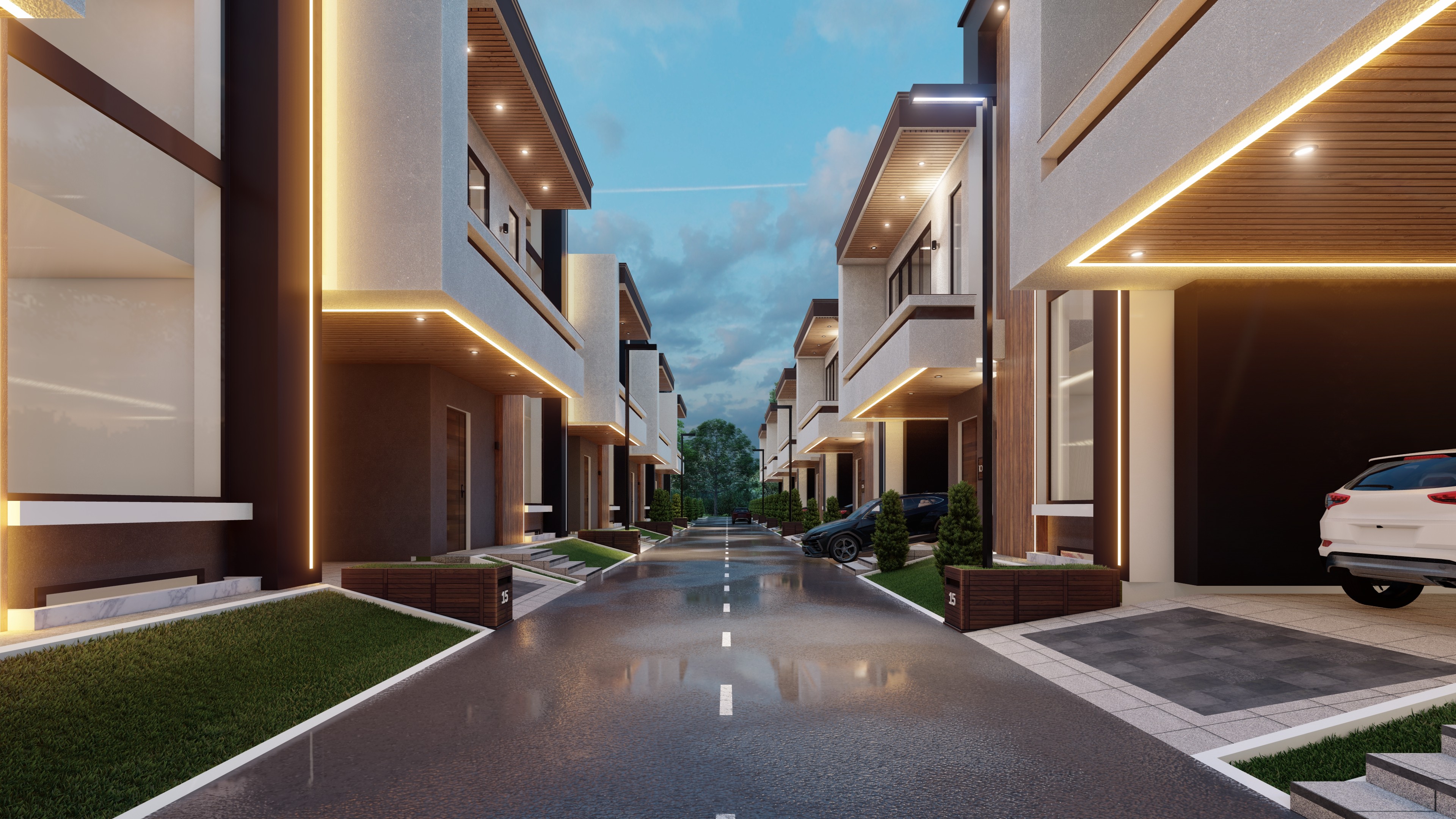 Архитектурный рендер коттеджного посёлка Дурмень