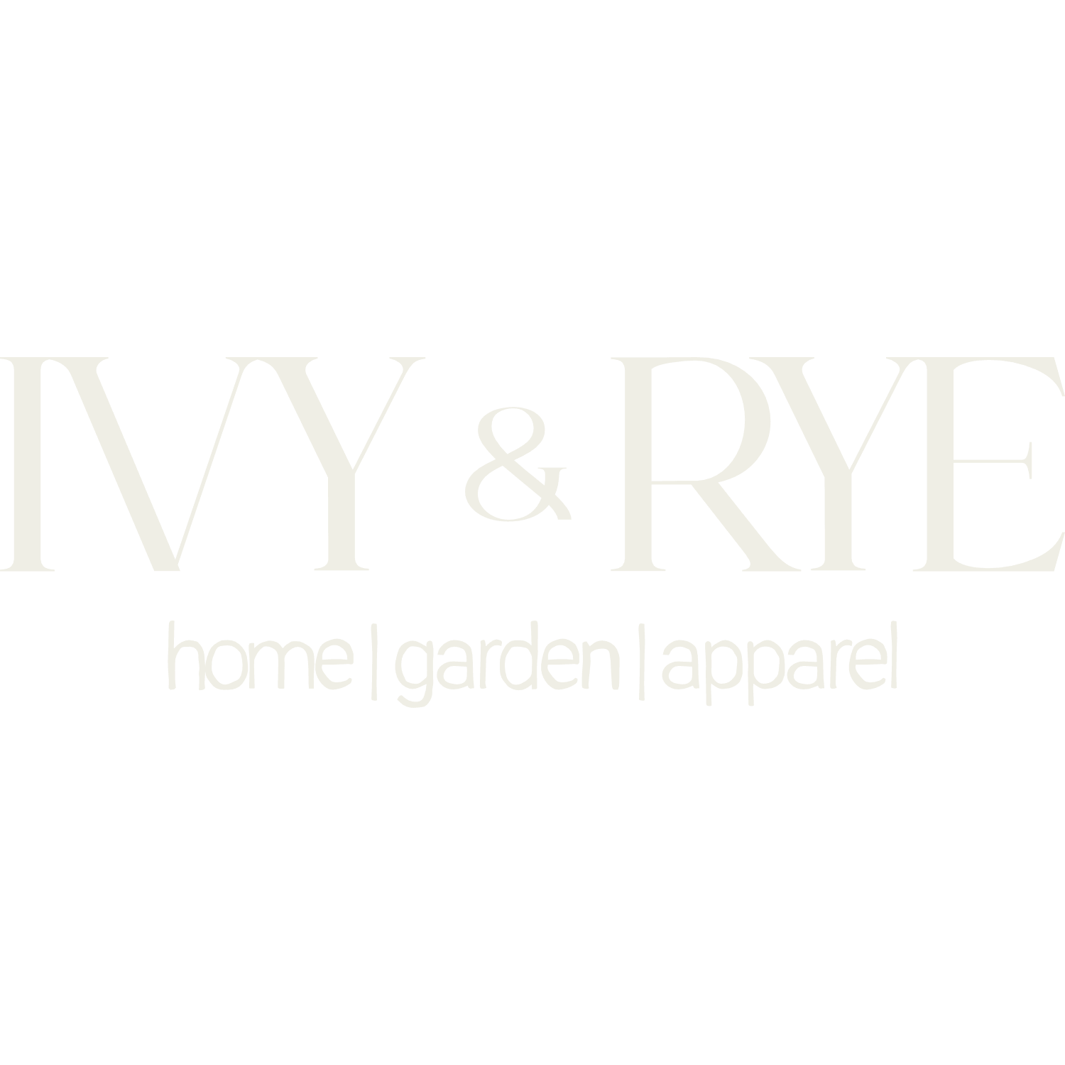 Stacked primary branding for virginia based concept store Ivy & Rye. Typography featuring a combination of fonts to create a bold classic look, the tagline compliments the look with a simple handdrawn style.