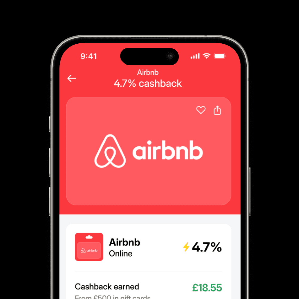 Hand holding cheddar app showing a tesco gift card