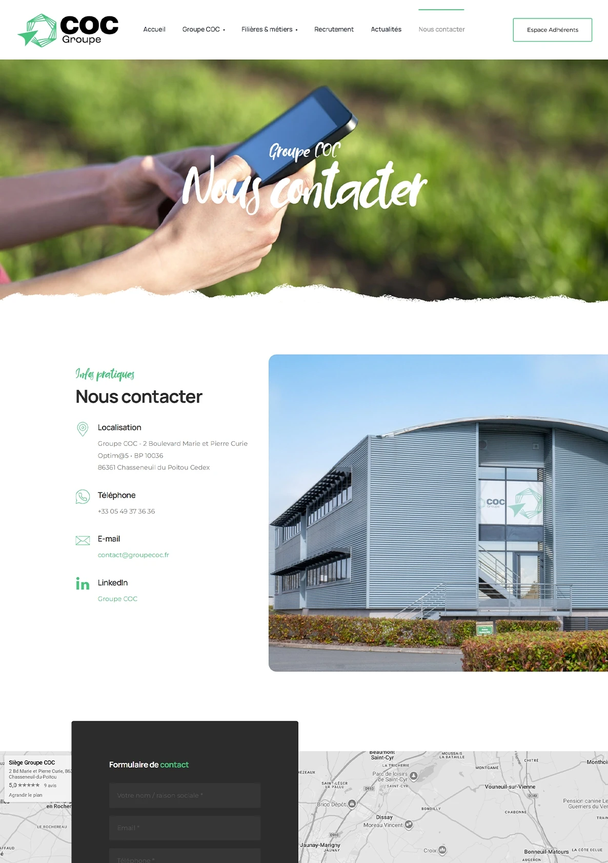 Création d'un site vitrine internet pour le Groupe COC