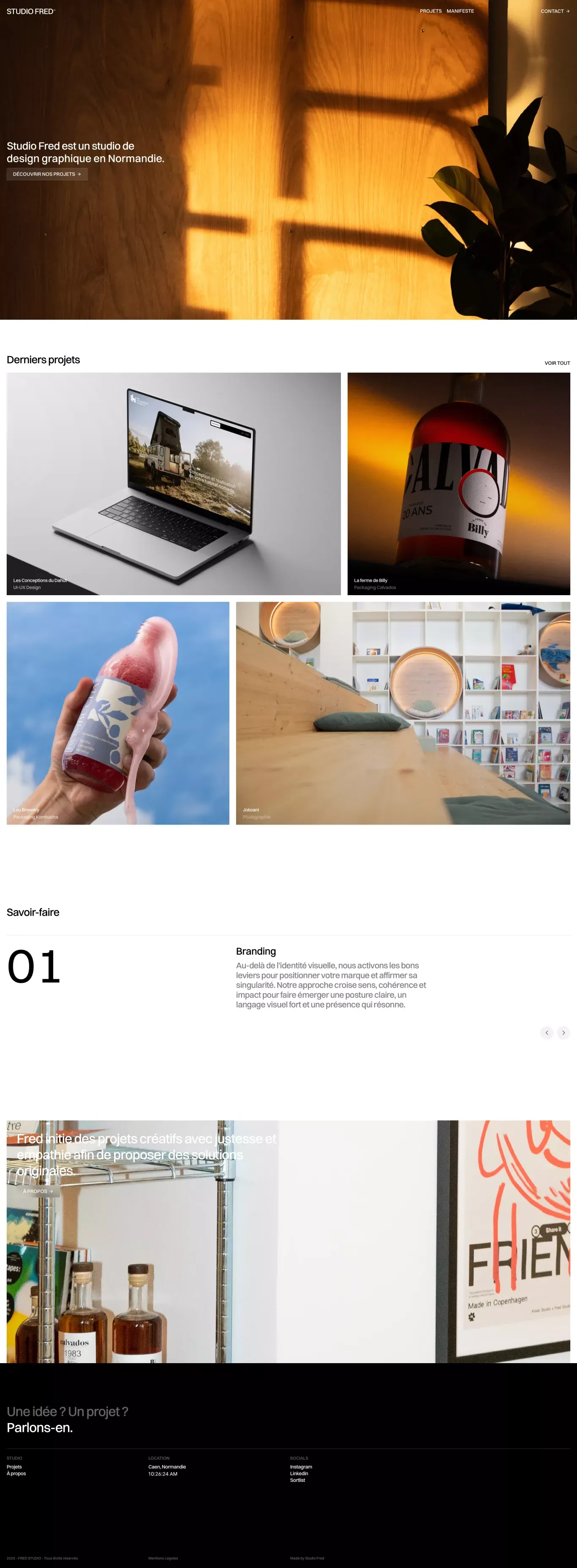 Studio Fred - Studio de Design Graphique portfolio page screenshot showcasing Design and Photography design