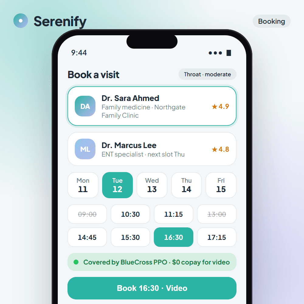 Serenify appointment booking