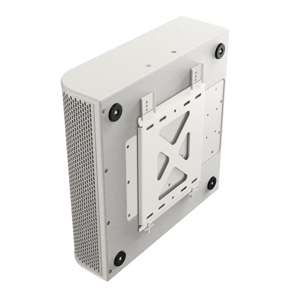 White speaker with wall mount bracket