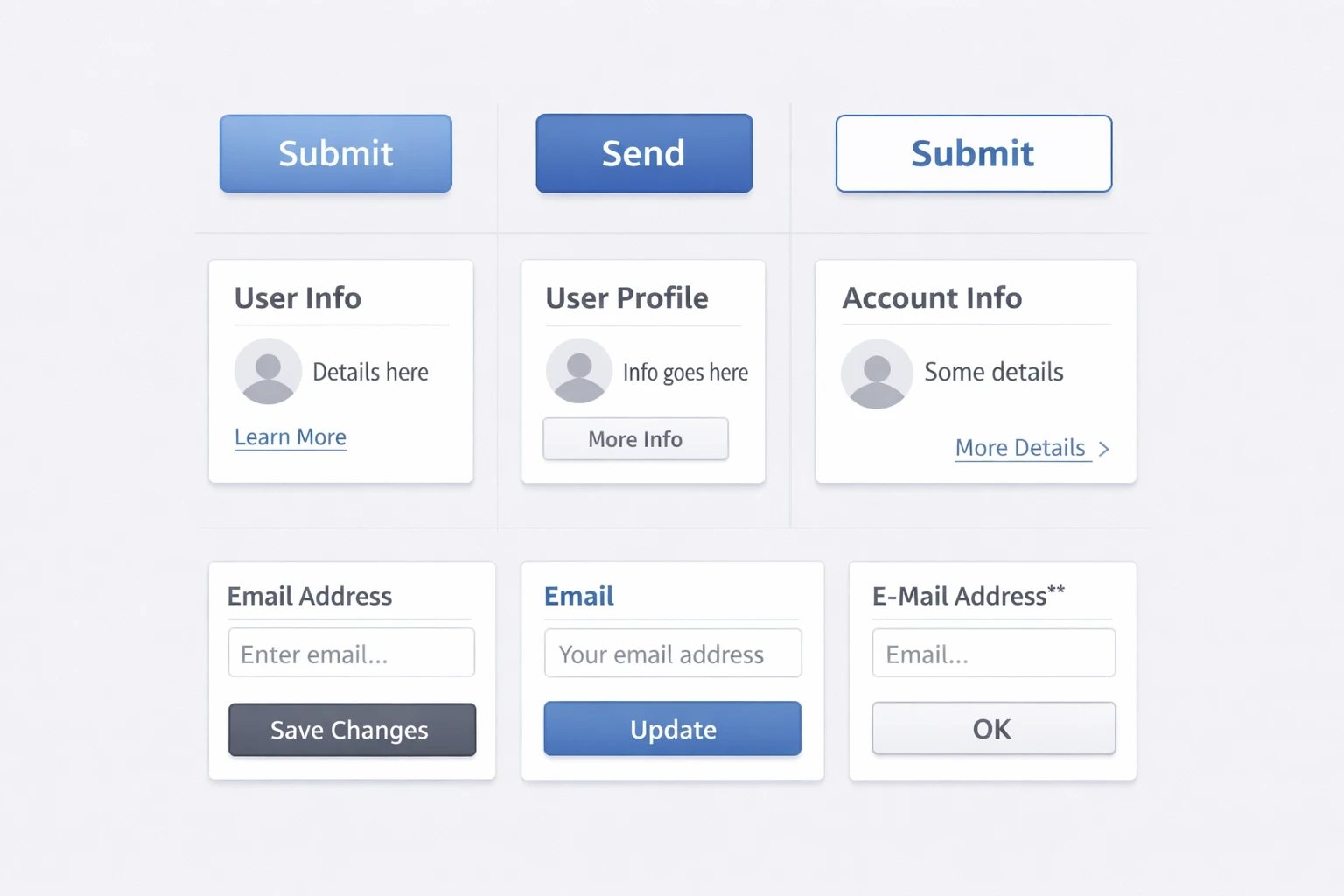 Grid of SaaS UI components with small visual and behavioral inconsistencies that compound over time.