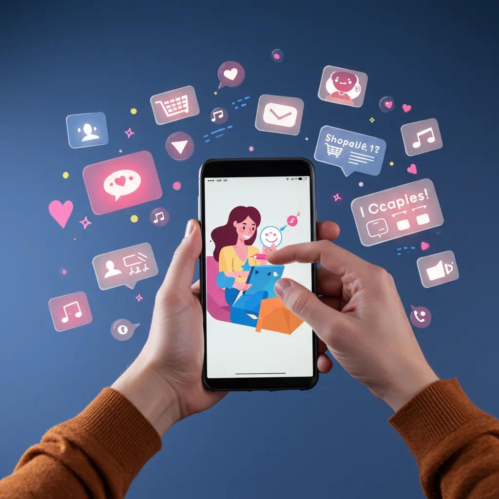 A social media influencer creating engaging content for an ecommerce brand, showcasing social commerce and community building