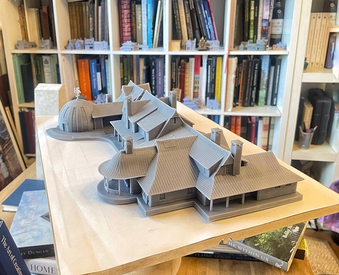 3d printed house with grey color resin