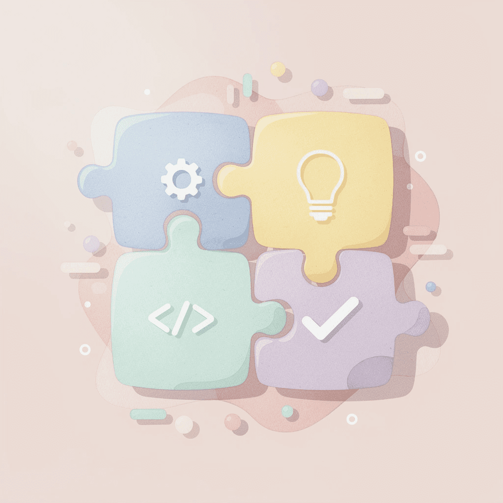 Puzzle pieces fitting together representing holistic application components