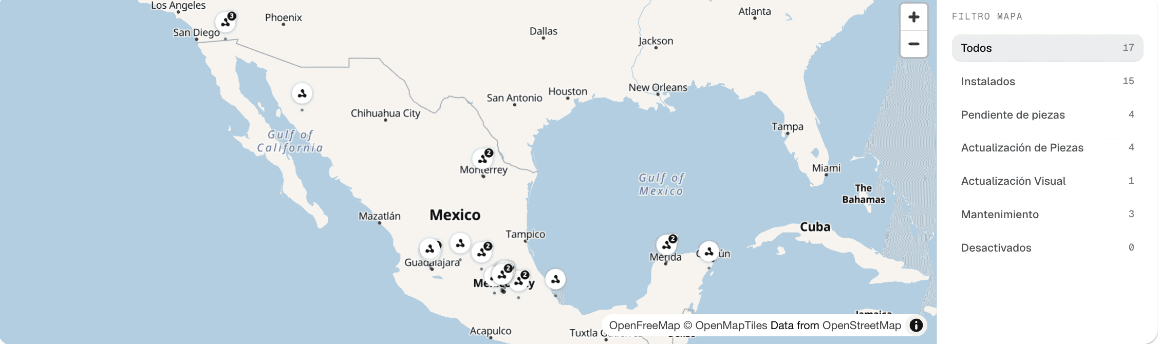 Mapa de exhibidores