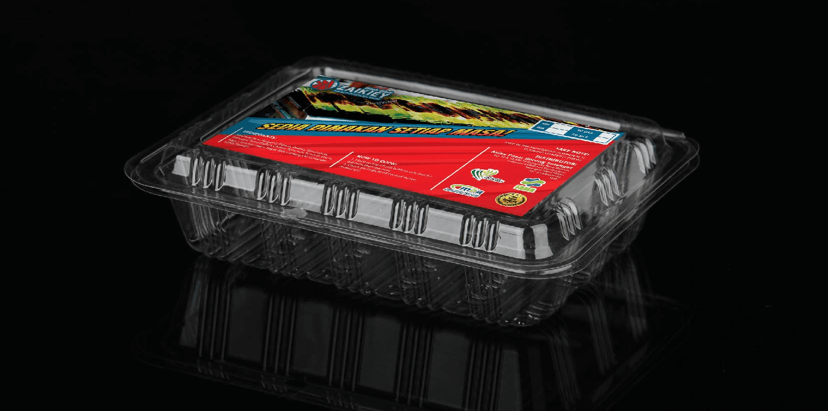 sticker label for otak otak plastic transparent packaging close up