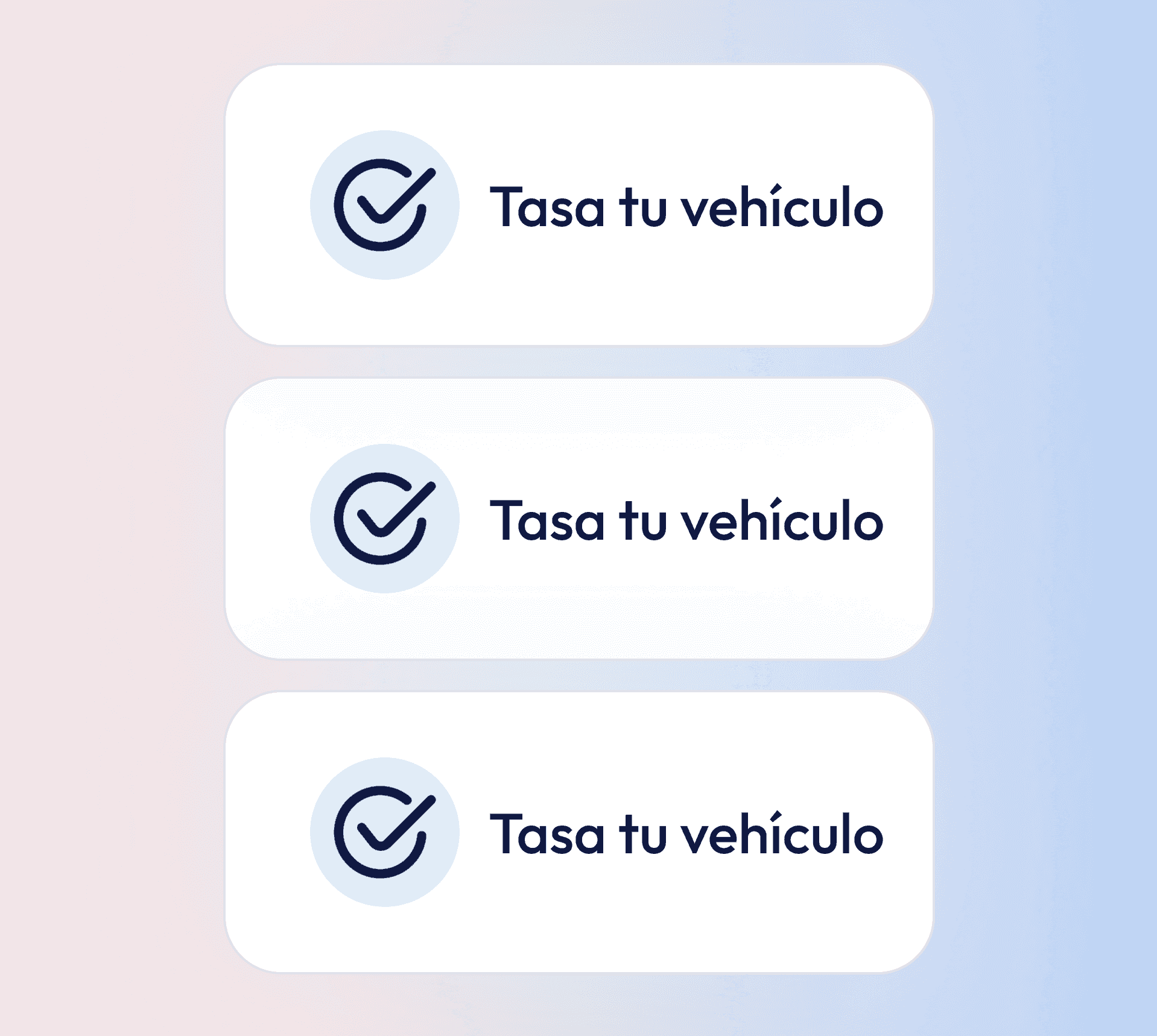 Tasa tu vehículo buttons. Estimate your car's value.