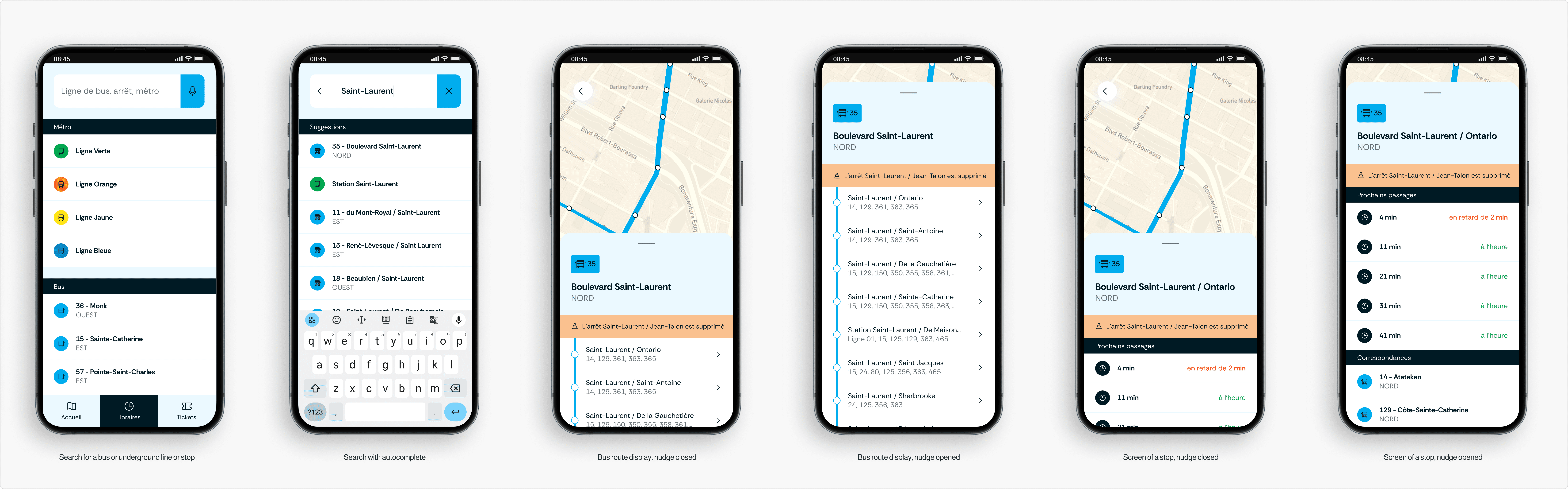 Parcours de consultation des lignes de bus et de métro