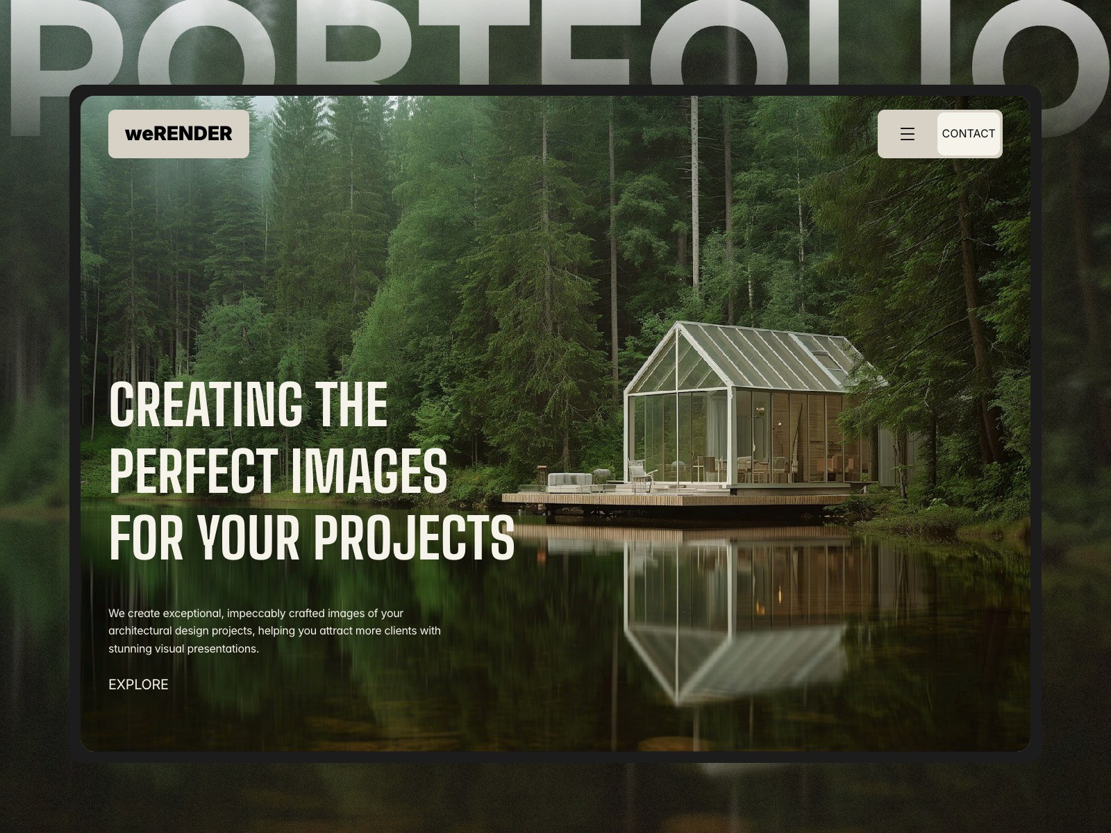 weRENDER is a bold and refined architectural visualization studio and portfolio Framer website template.