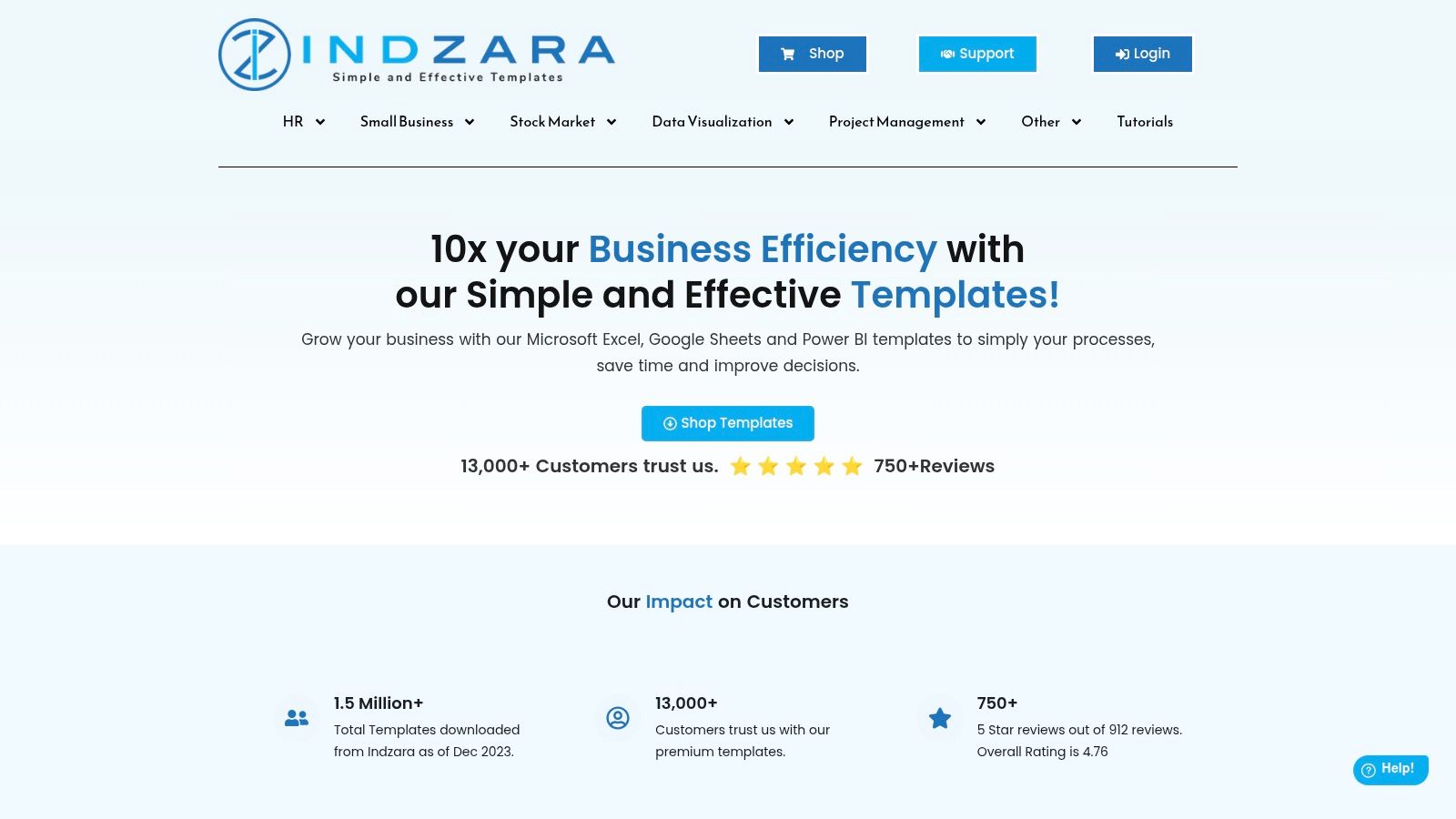 Indzara – Tableurs et dashboards