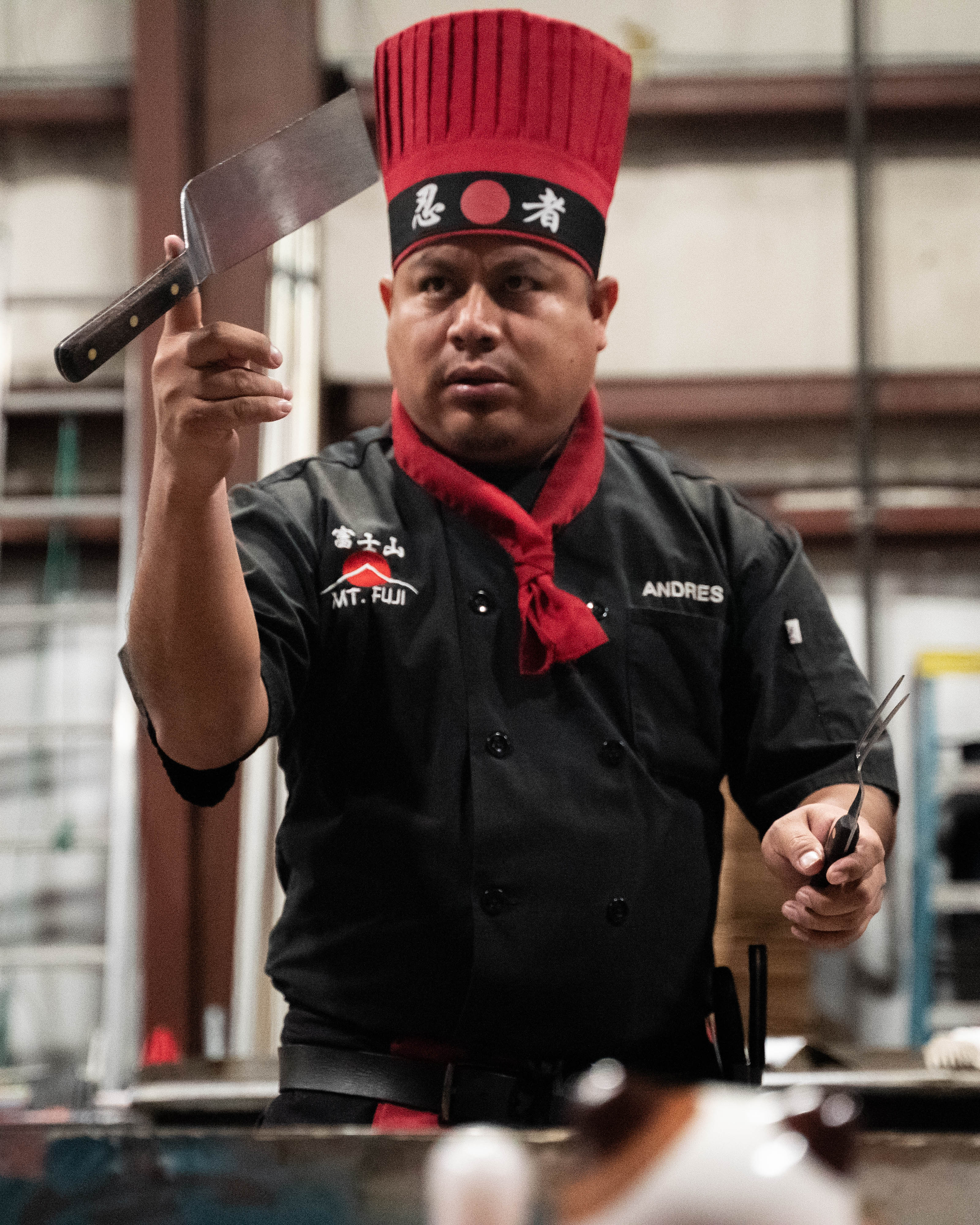 hibachi fried rice on flat-top grill