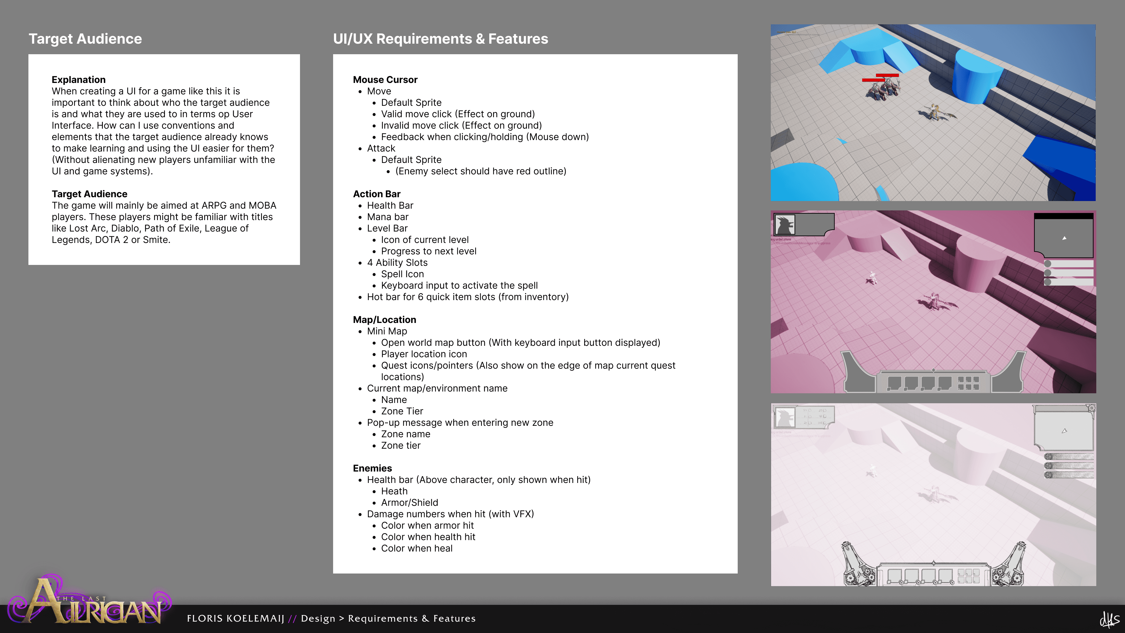 The Last Aulrician Design Requirements
