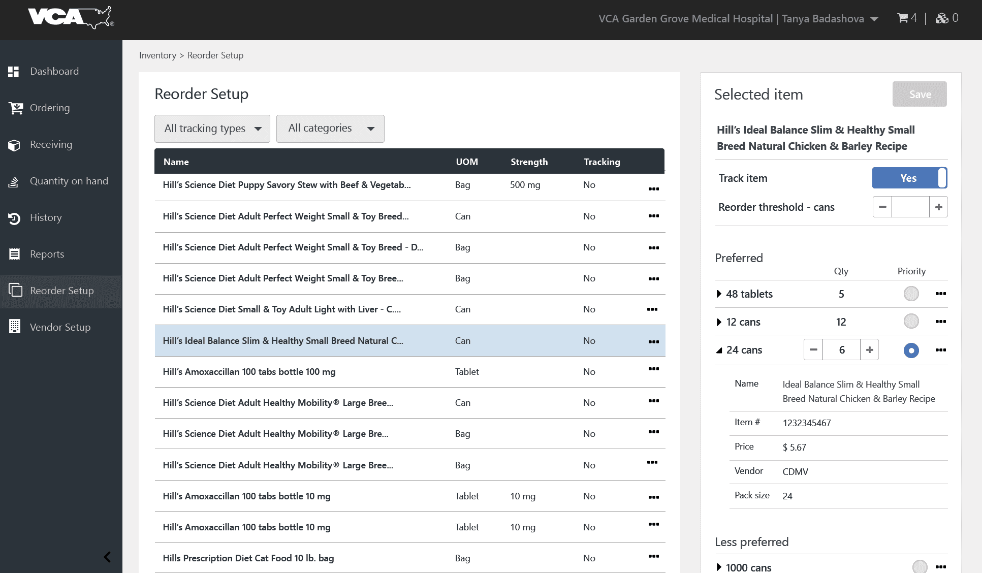 application dashboard