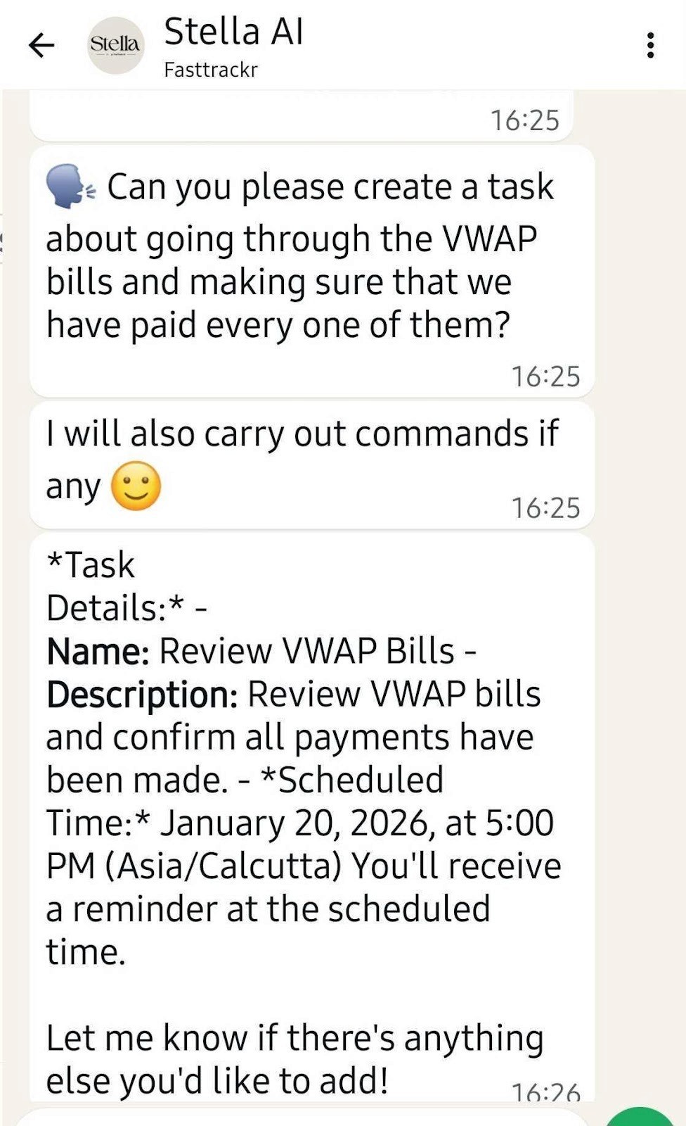 Stella AI task creation