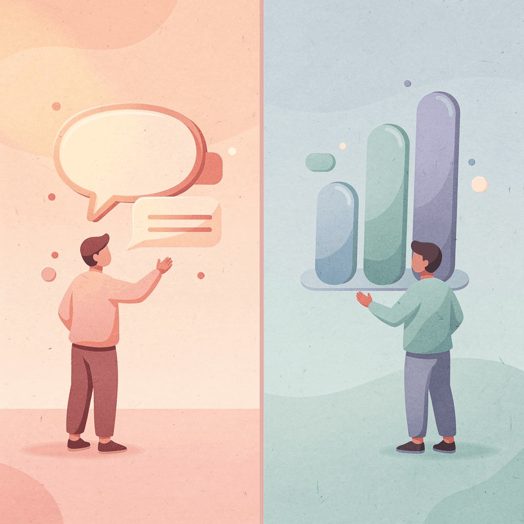 Split scene illustration comparing English and Arabic number systems