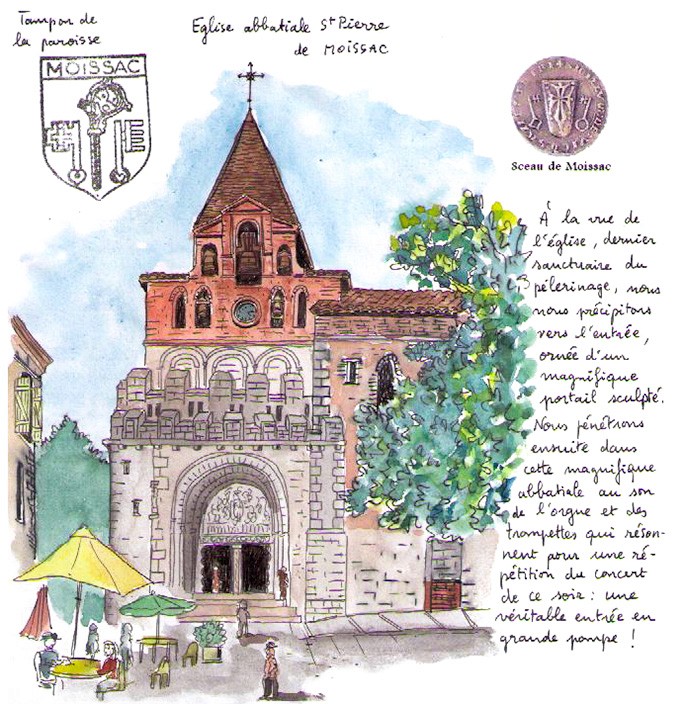 Croquis de l'église abbatiale Saint Pierre de Moissac