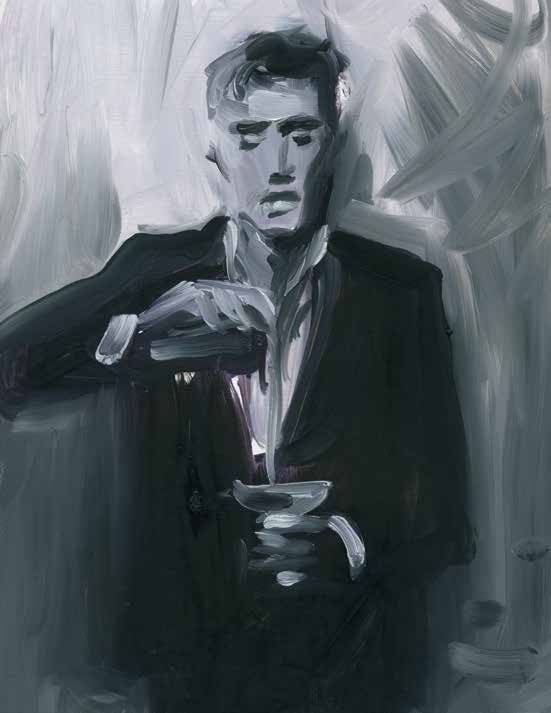 Gemälde eines Mannes mit Cocktail im Schöllmanns in Offenburg