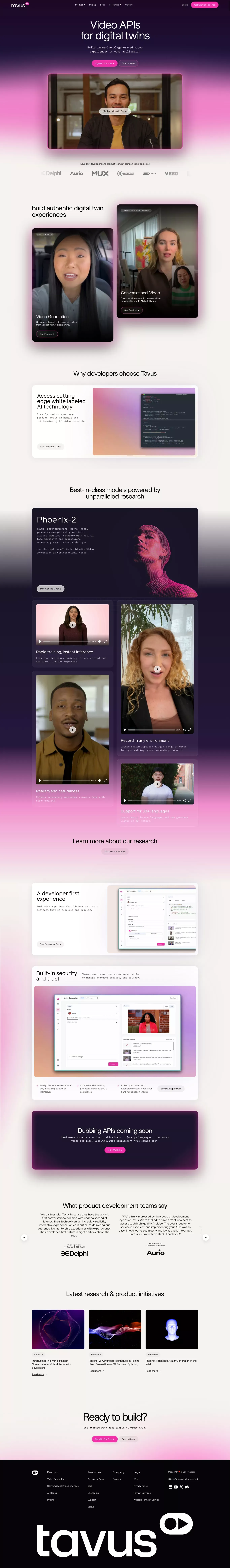 Digital Twin APIs landing page screenshot showcasing AI and Design design