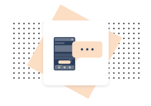 Usability Testing icon with a phone screen and speech bubble