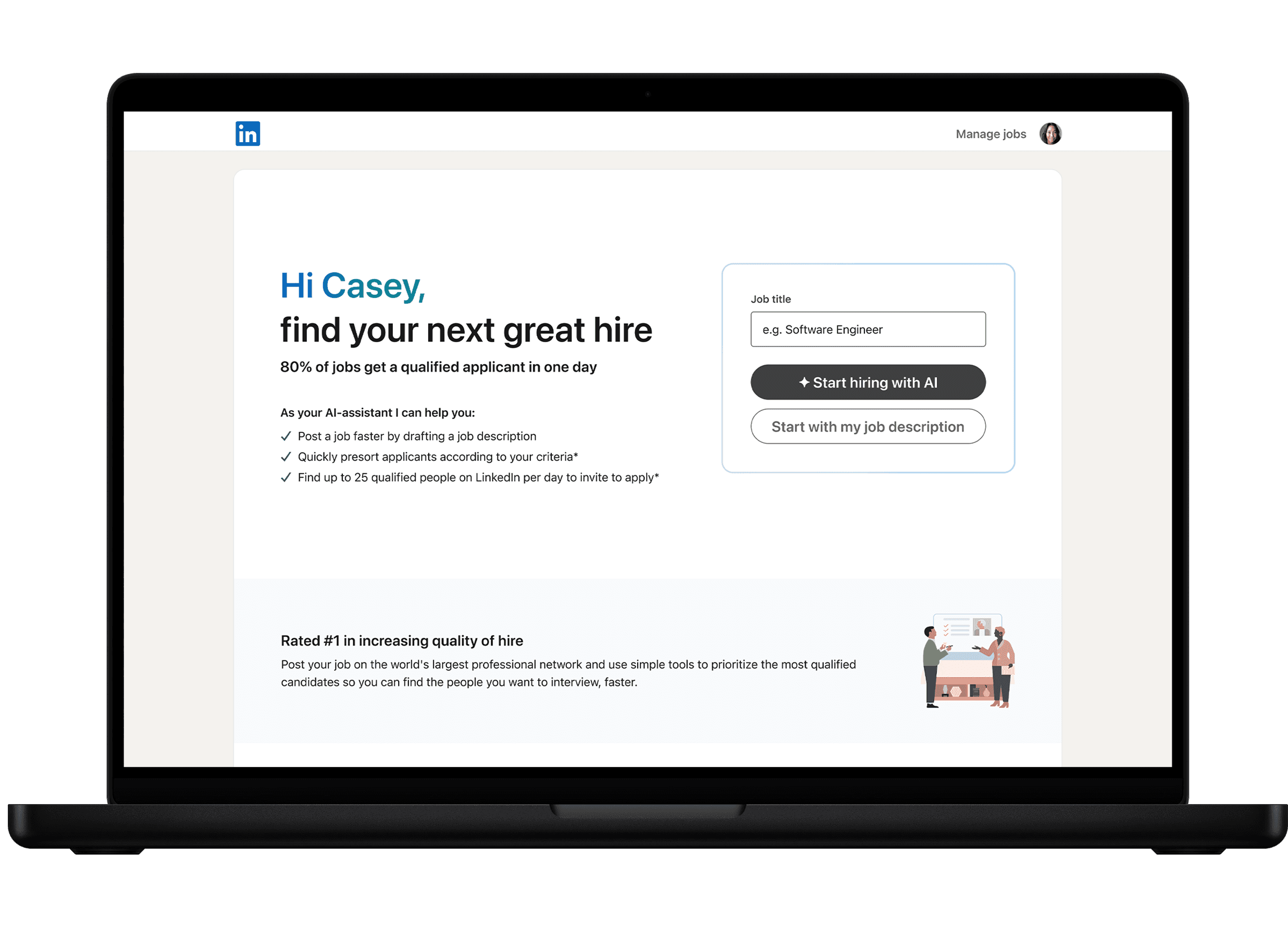 LinkedIn Hiring Assistant Mockup - Mackbook and iPhone
