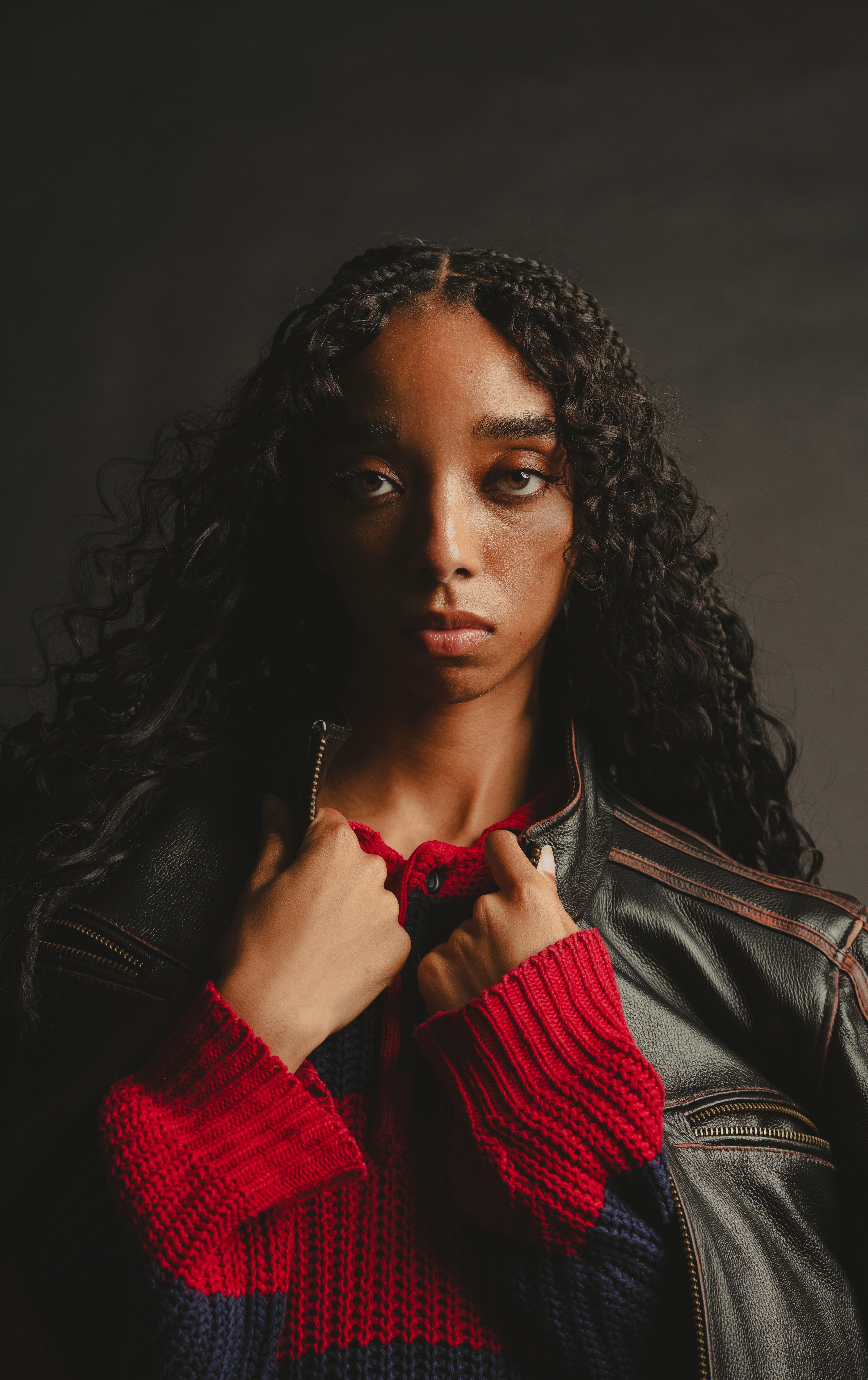 Stylish portrait of model in studio