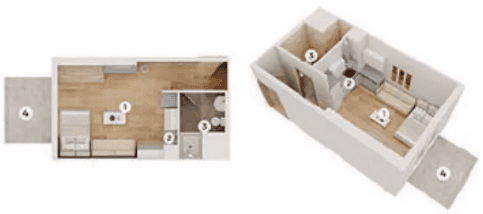 Floor plan of Studio A at The Park, showcasing layout and dimensions of the living space.