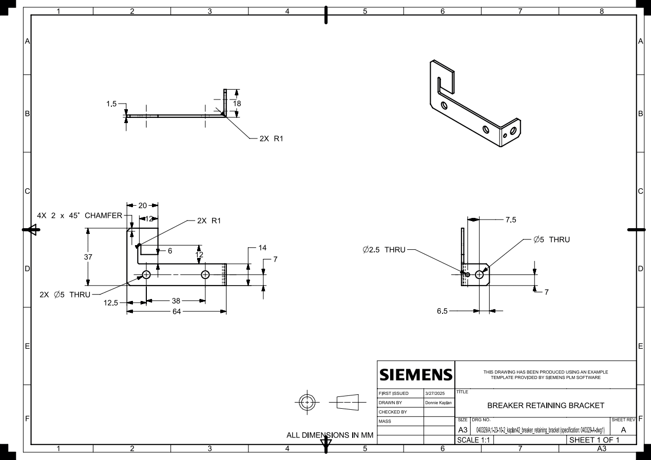Breaker retaining bracket