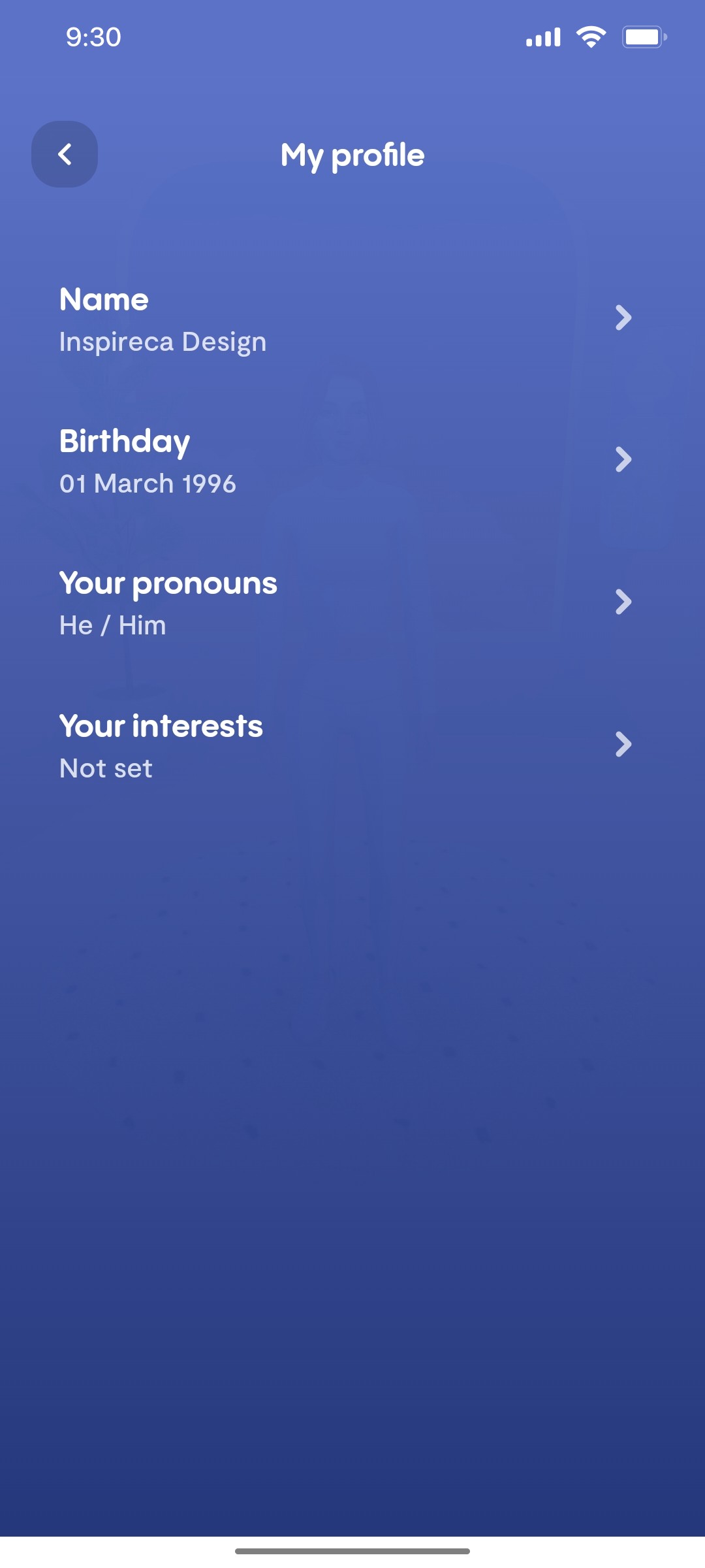 Replica Profile screen