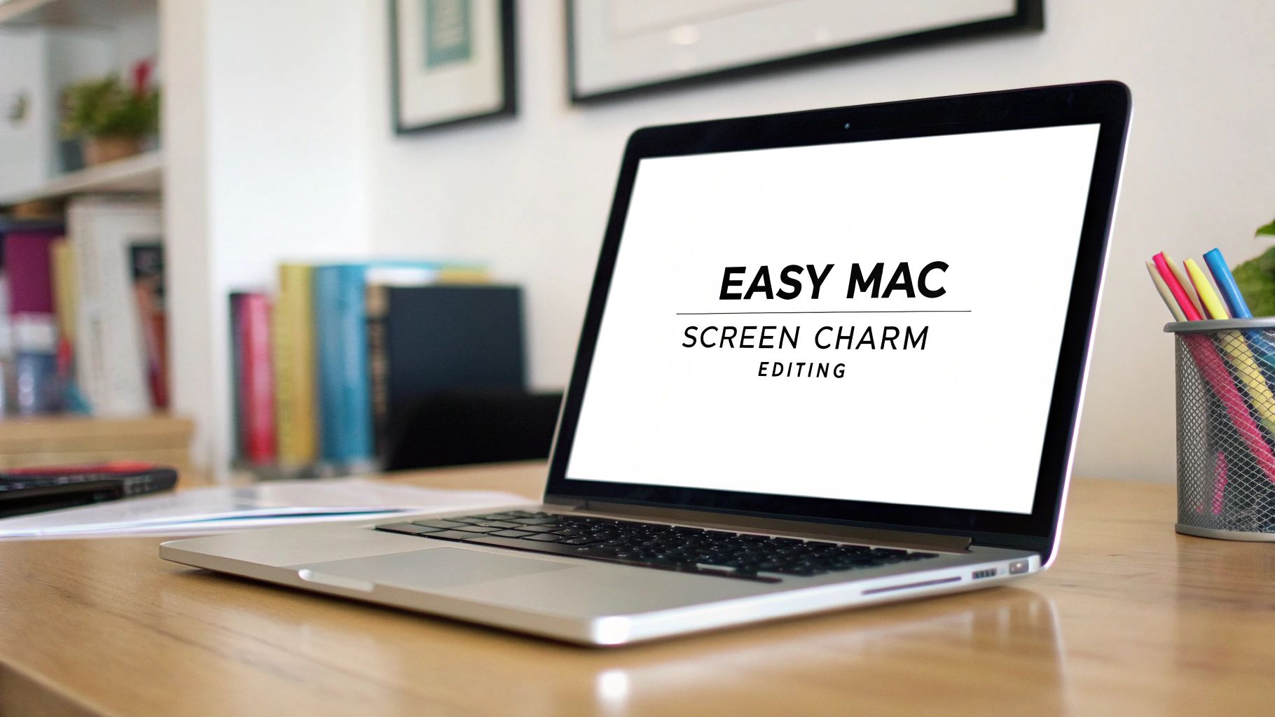 A person editing a video on a Mac with a focused expression.