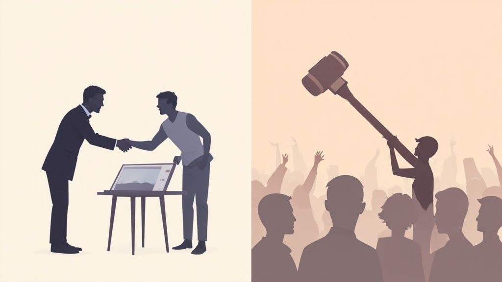 An abstract image representing the direct, private nature of OTC trading, with interconnected nodes symbolizing deals made away from a central exchange.