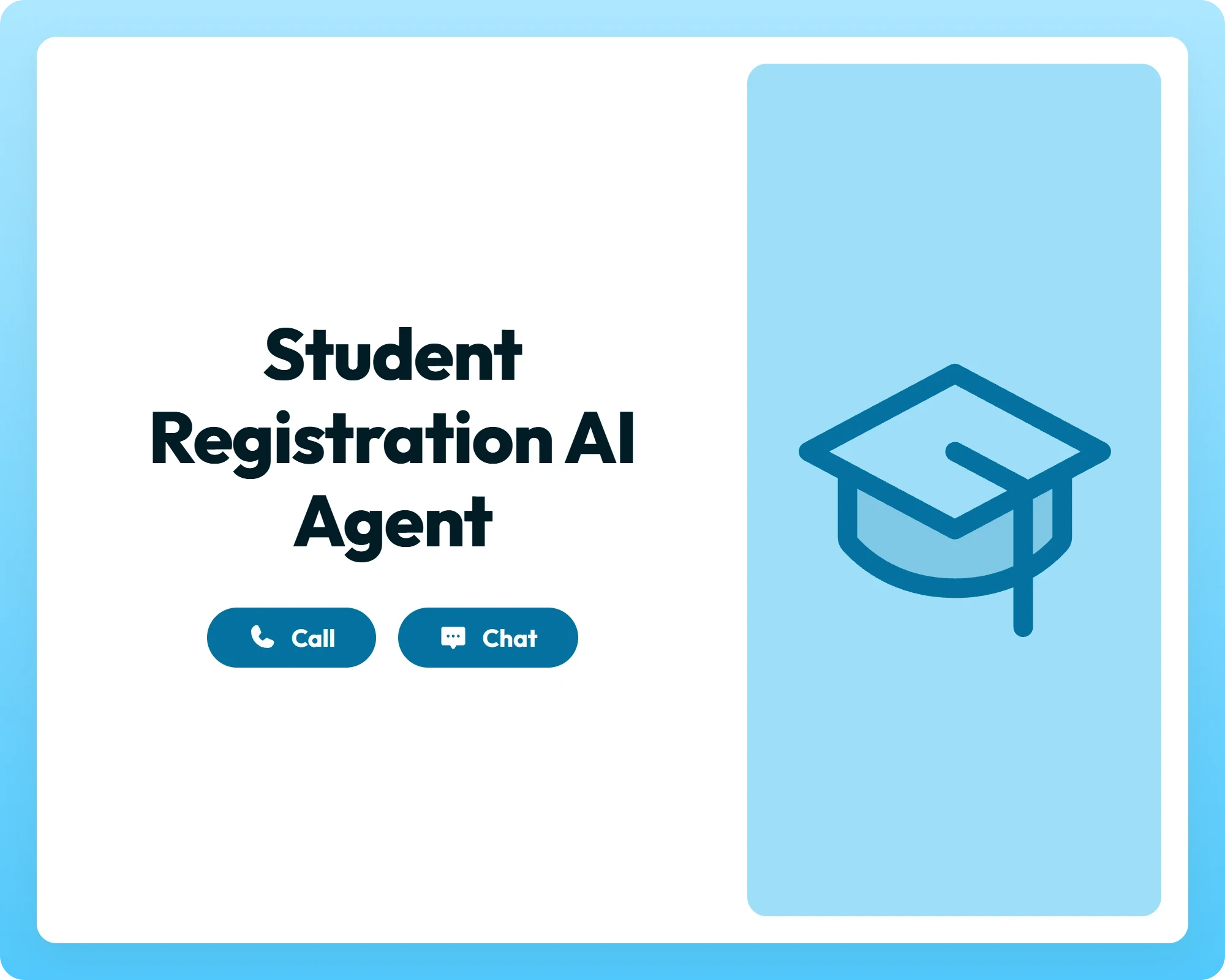 ai registration agent supporting students with call and chat tools alongside a clipboard icon