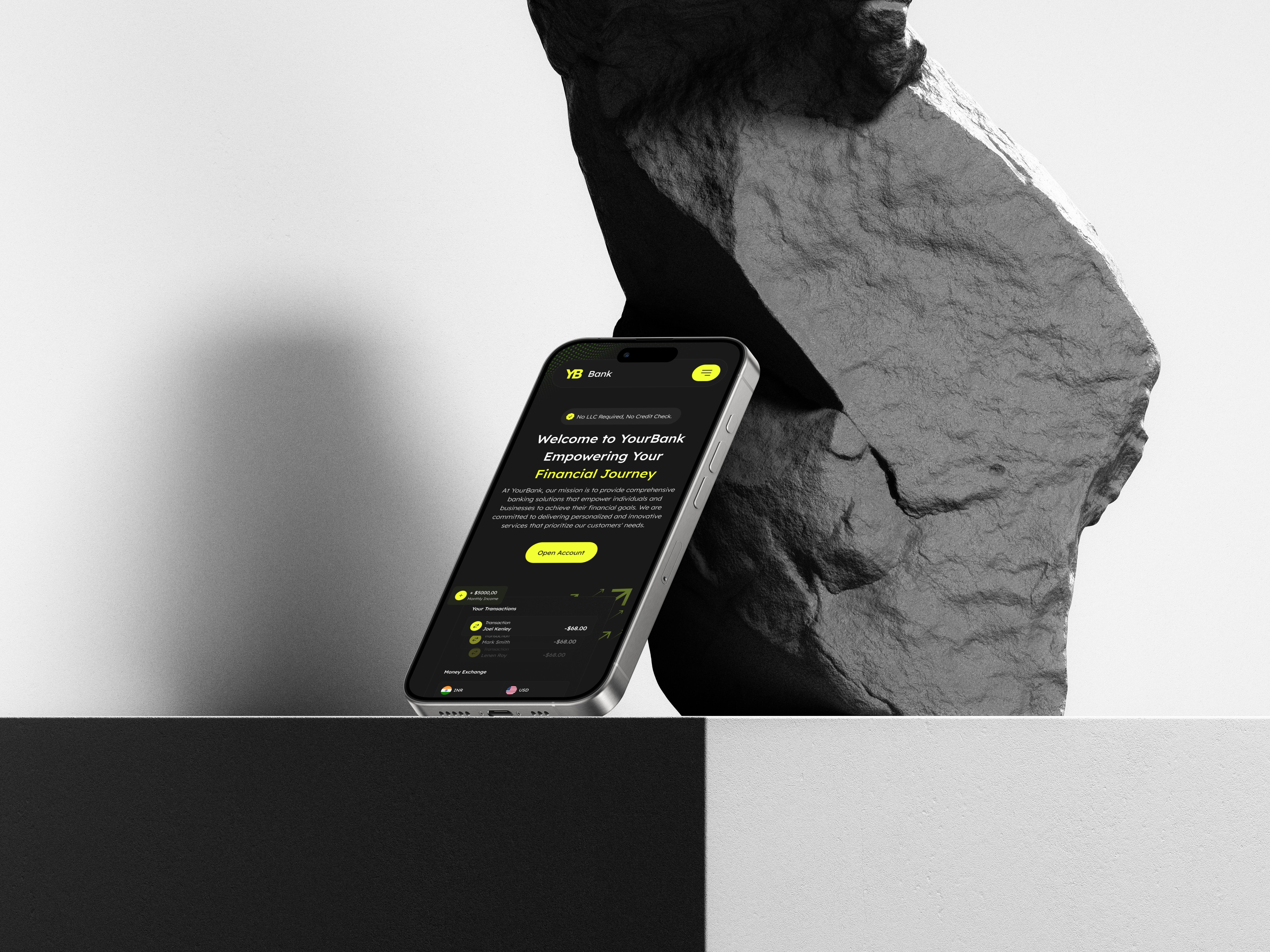 Mobile Responsive View of  YB - Bank website