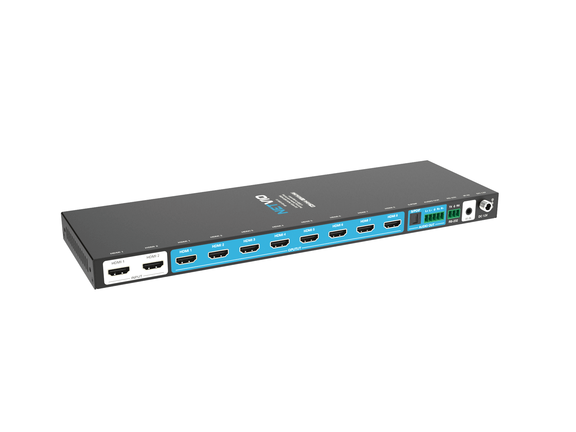 8-port HDMI distribution amplifier with audio and control ports