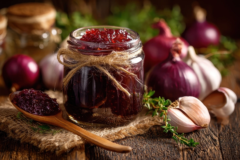 Konfitura z czerwonej cebuli z Ketchupem Pikantnym Konikup-pikantny-konik-Pikantna konfitura z czerwonej cebuli