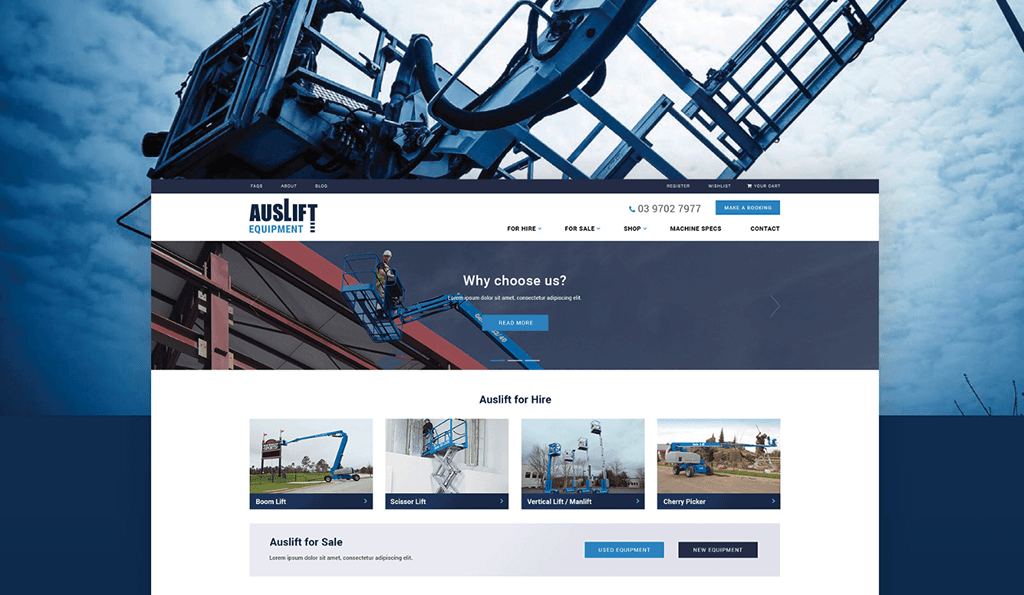 Auslift custom website design & development