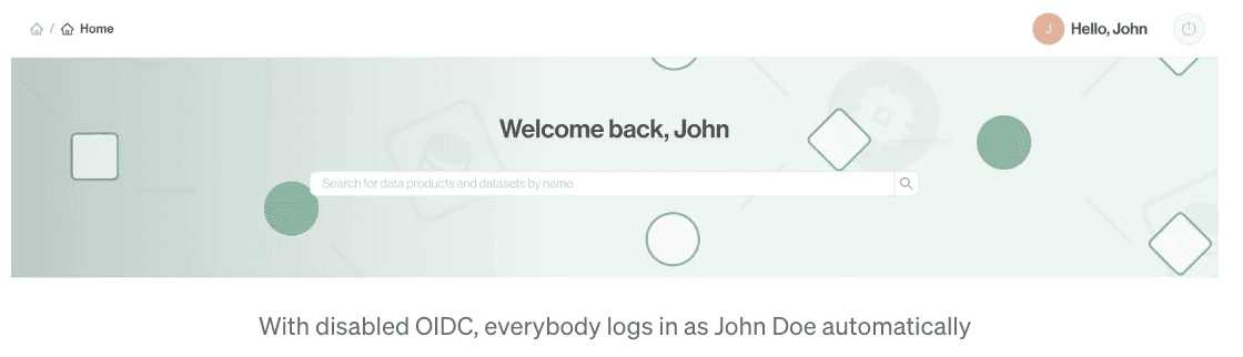 With disabled OIDC, everyday logs in as John Doe automatically