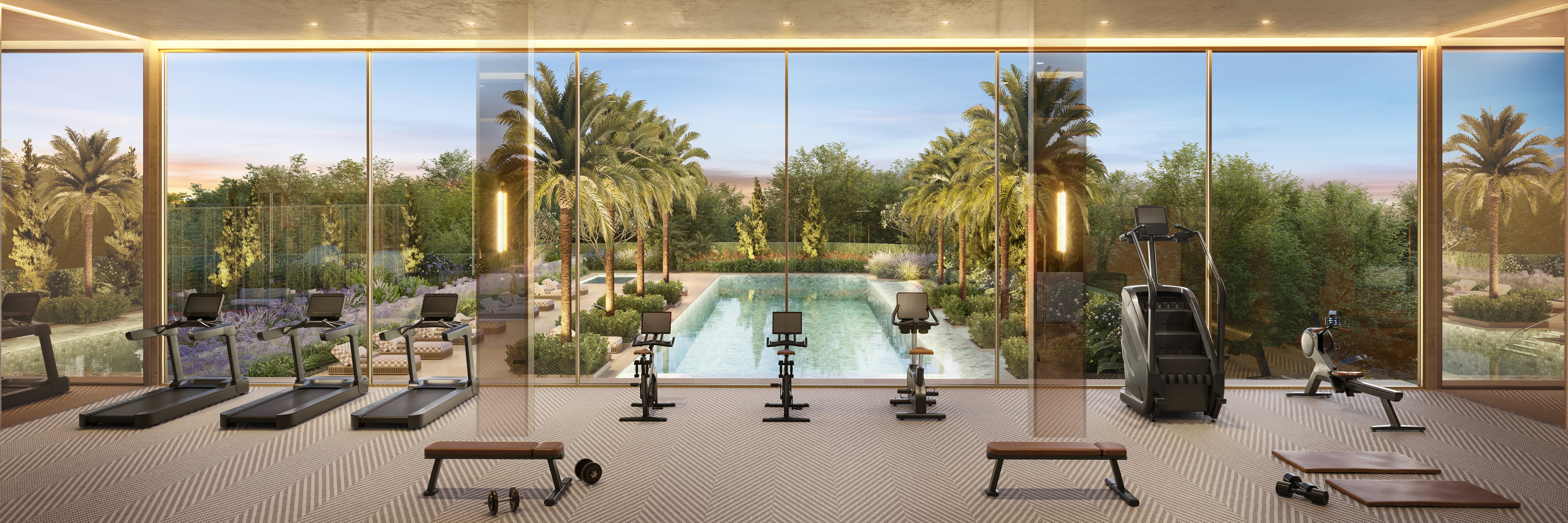 Curved modern skyscraper against a clear blue sky.