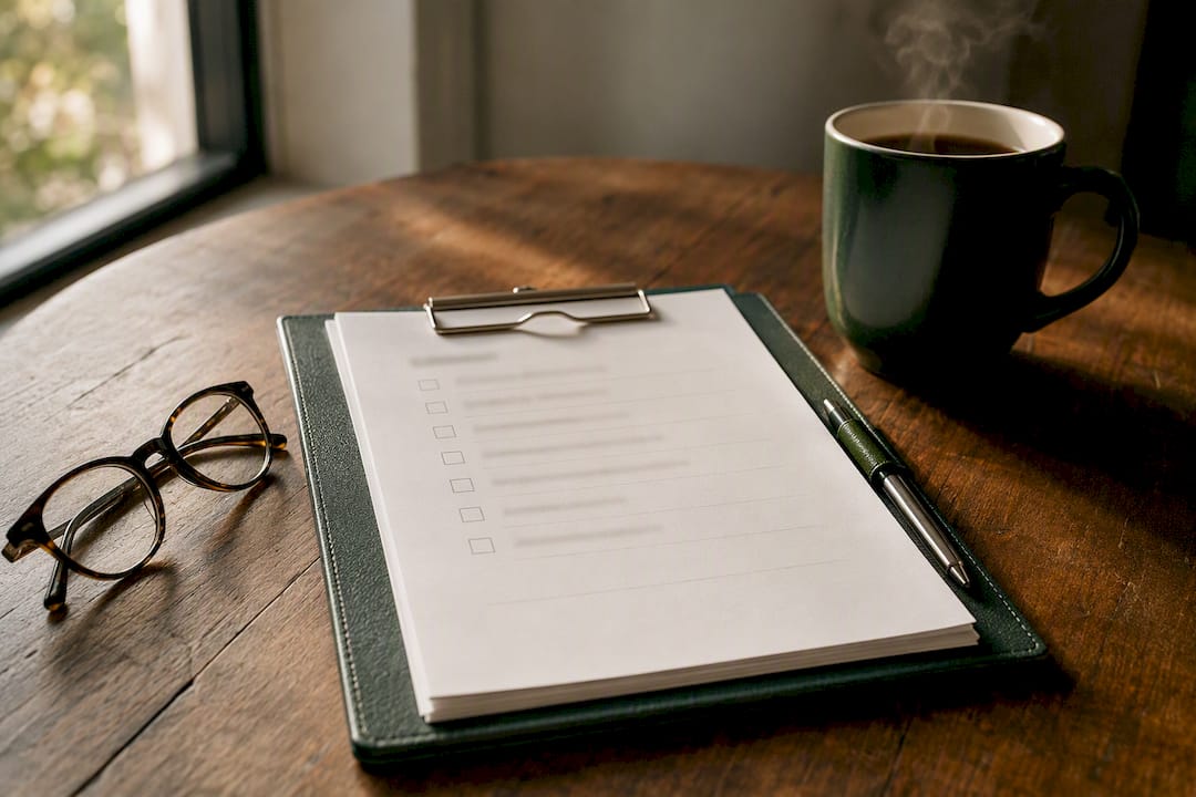 Compliance checklist and pen on clipboard