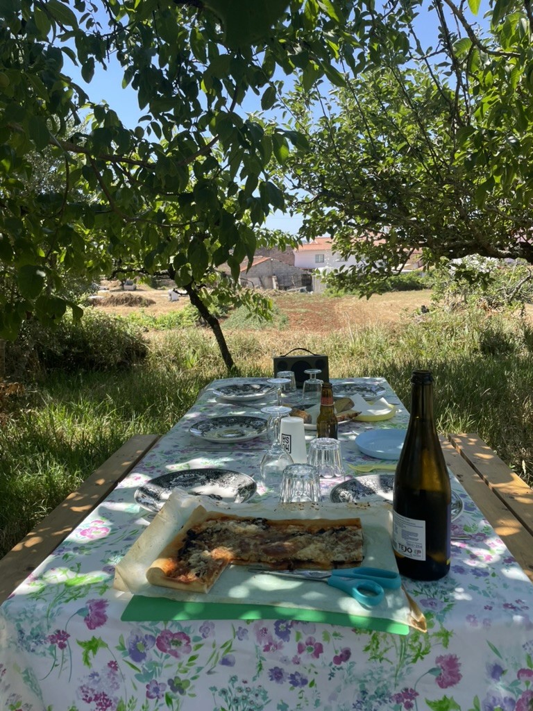 Outdoor table with food