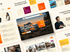 A collection of orange and white pages featuring an illustration of a house prominently displayed.