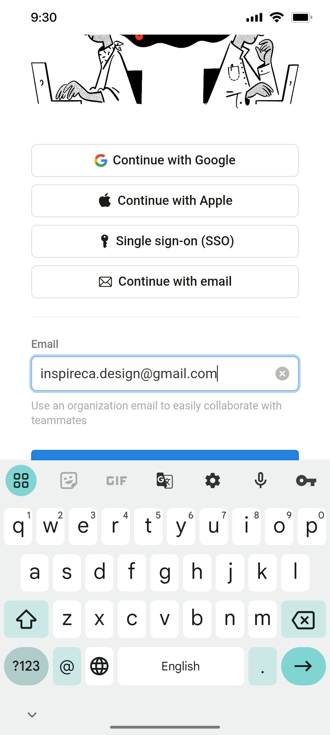 Notion App Enter Email Screen