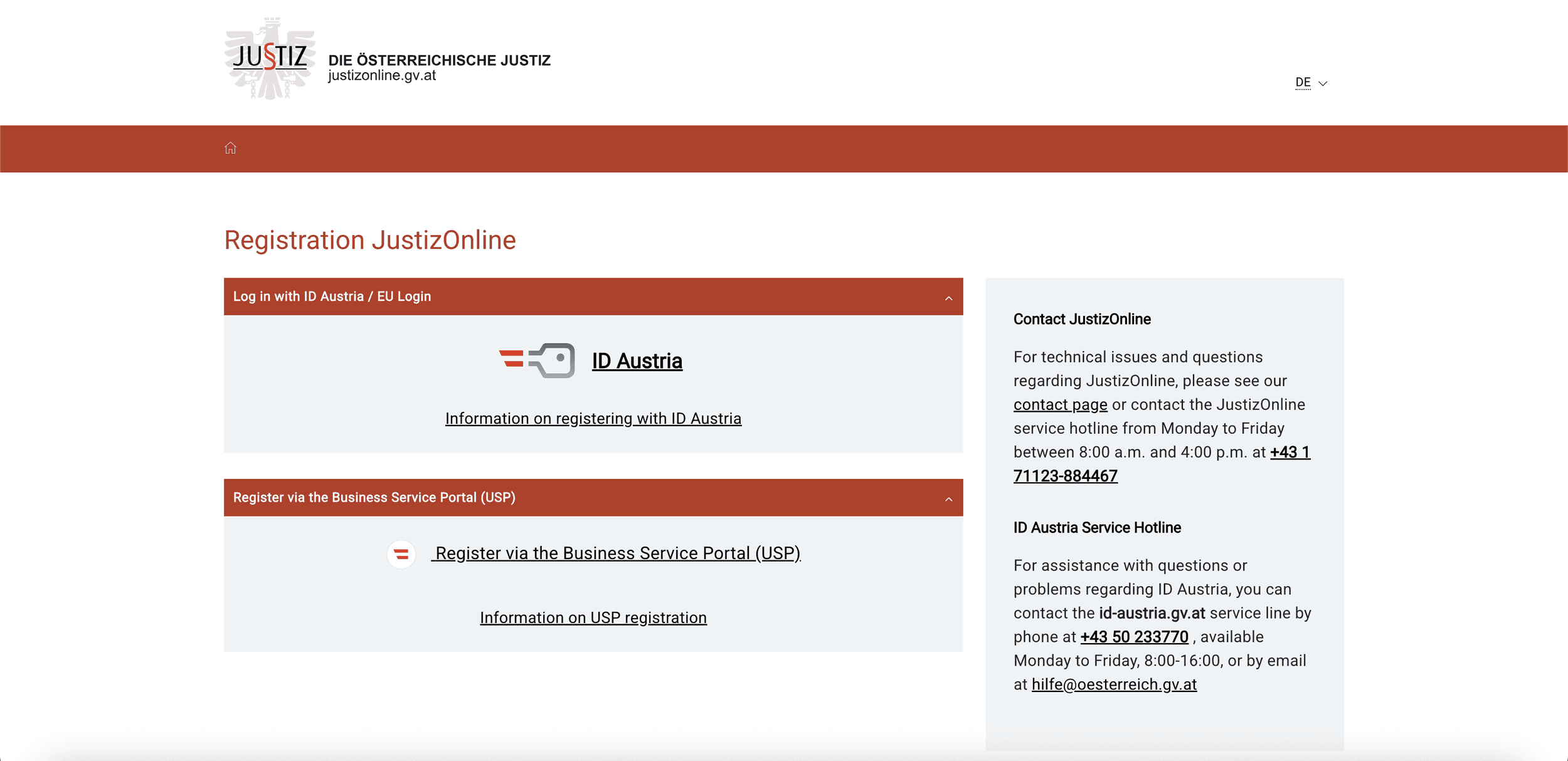 Retrieving company documents and extracts requires an Austrian or EU log-in ID.