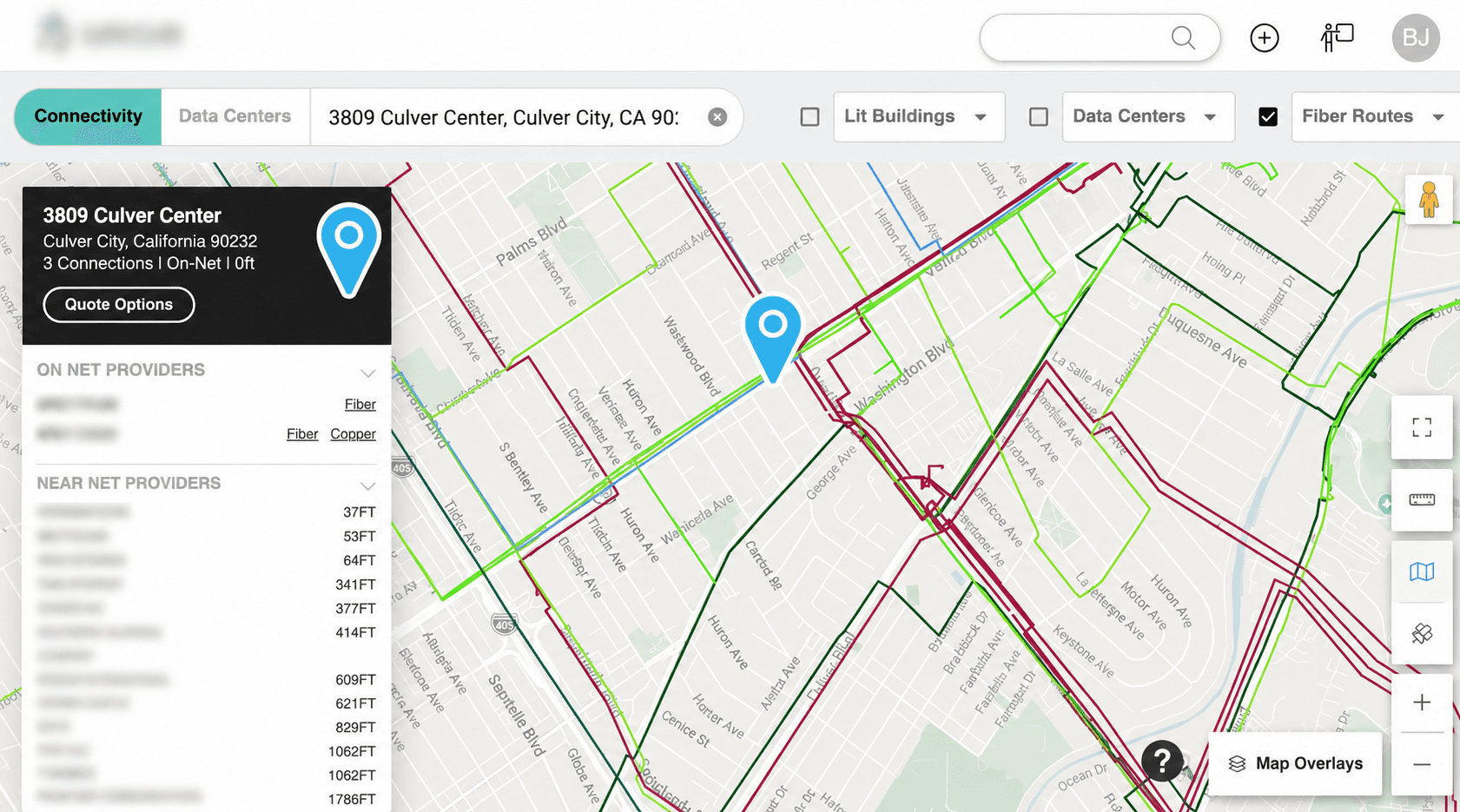 Blurred Fiber availability map